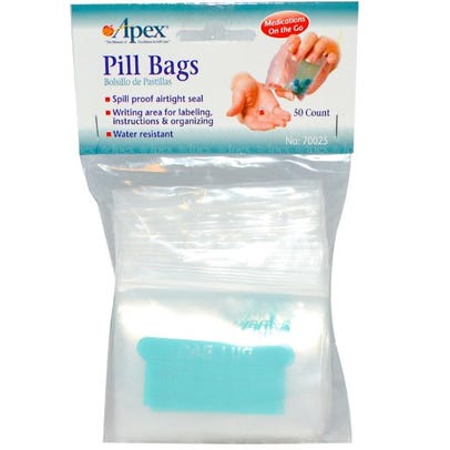 Apex Spill Proof Disposable Pill Bags - 50 Bags