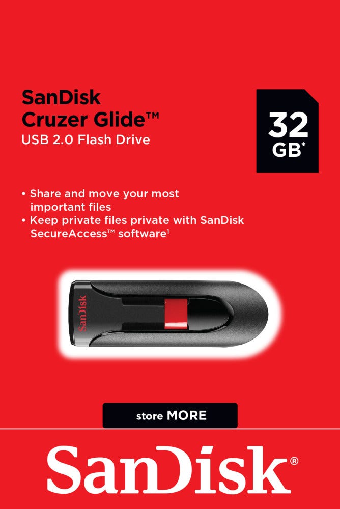 SanDisk 32GB Cruzer GLIDE USB Flash Pen Drive Sealed Retail Pks Set of 2x 16GB 