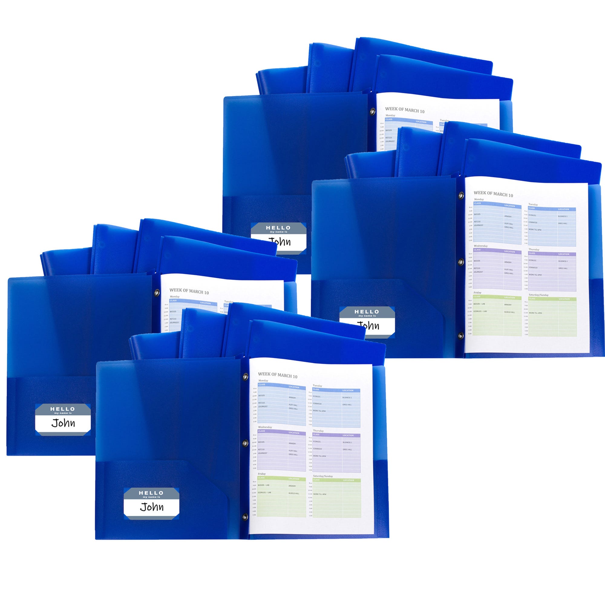 Set of 12 EA CLI33966BNDL12EA C-Line Two-Pocket Heavyweight Poly Portfolio Folder with Prongs 