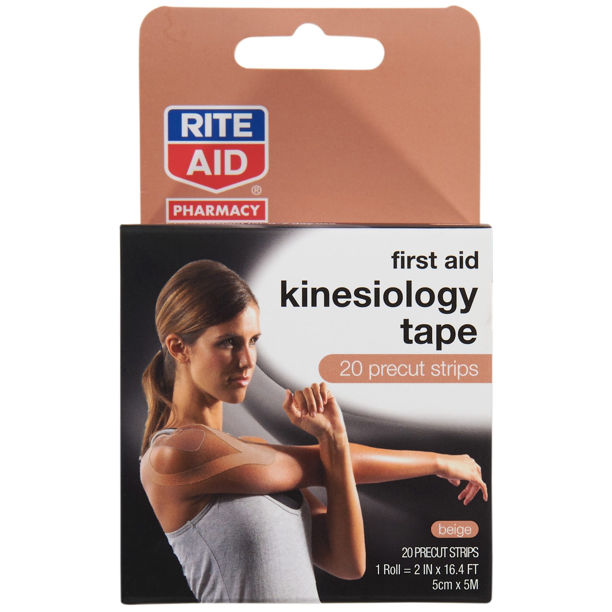 20 Precut strips Beige Rite Aid First Aid Kinesiology Tape 