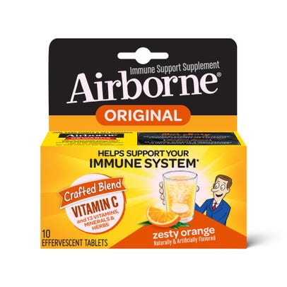 Airborne Immune Support Supplement Effervescent Tablets, Zesty Orange