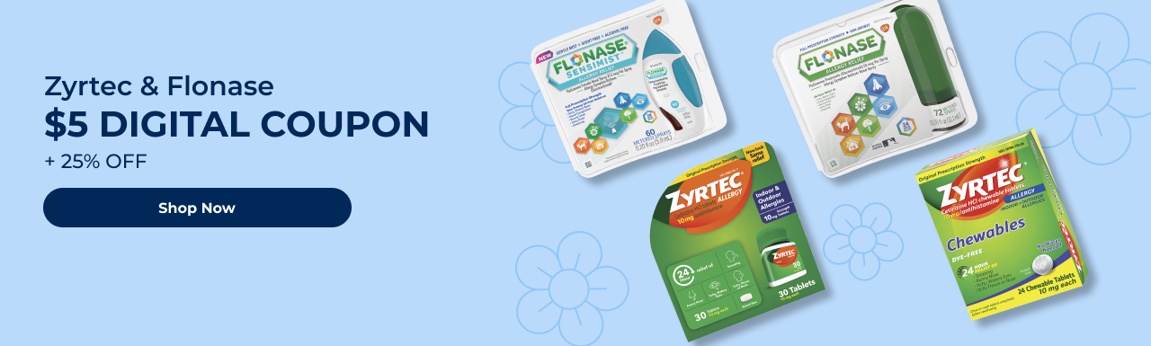 Zyrtec & Flonase $5 DIGITAL COUPON + 25% OFF  Shop Now